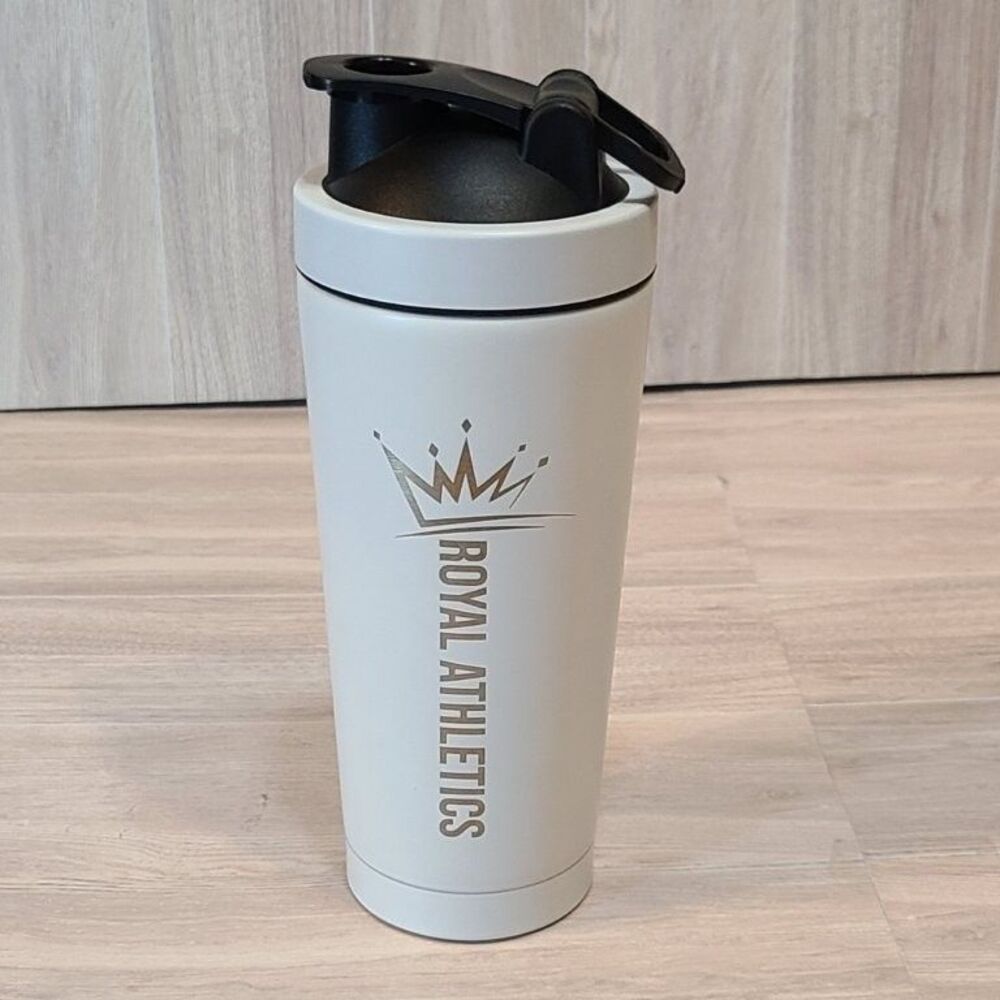 Royal Athletics Stainless Steel Shaker Bottle 20 oz Protein Blender Cup White